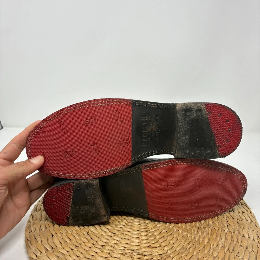 Bed Stu Women Dark Brown Distressed Leather Slip On Loafers Vibram Sole Size 11‎